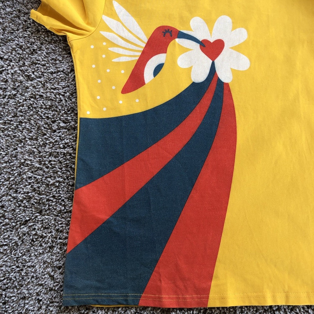 Oxknit Graphic Art Shirt Adult Size XL Hummingbird Heart Flower Short Sleeve Tee - Picture 3 of 7